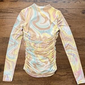 AFRM Pastel Swirl Long Sleeve Top in Yellow, Pink & Blue